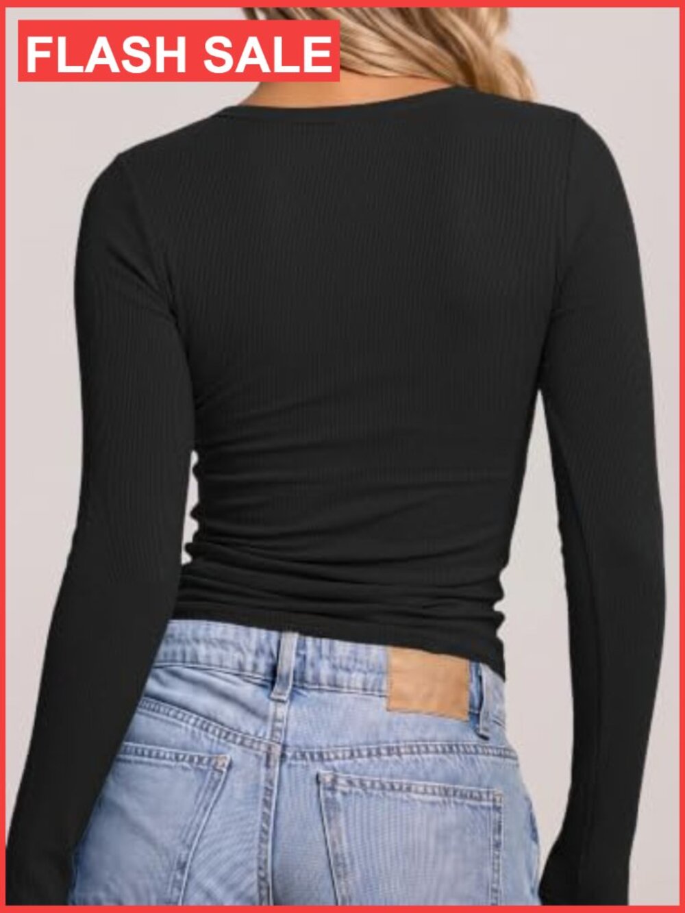 Slim Fit V-Neck Long Sleeve Tee Women's Casual Basic Top - Picture 5 of 7